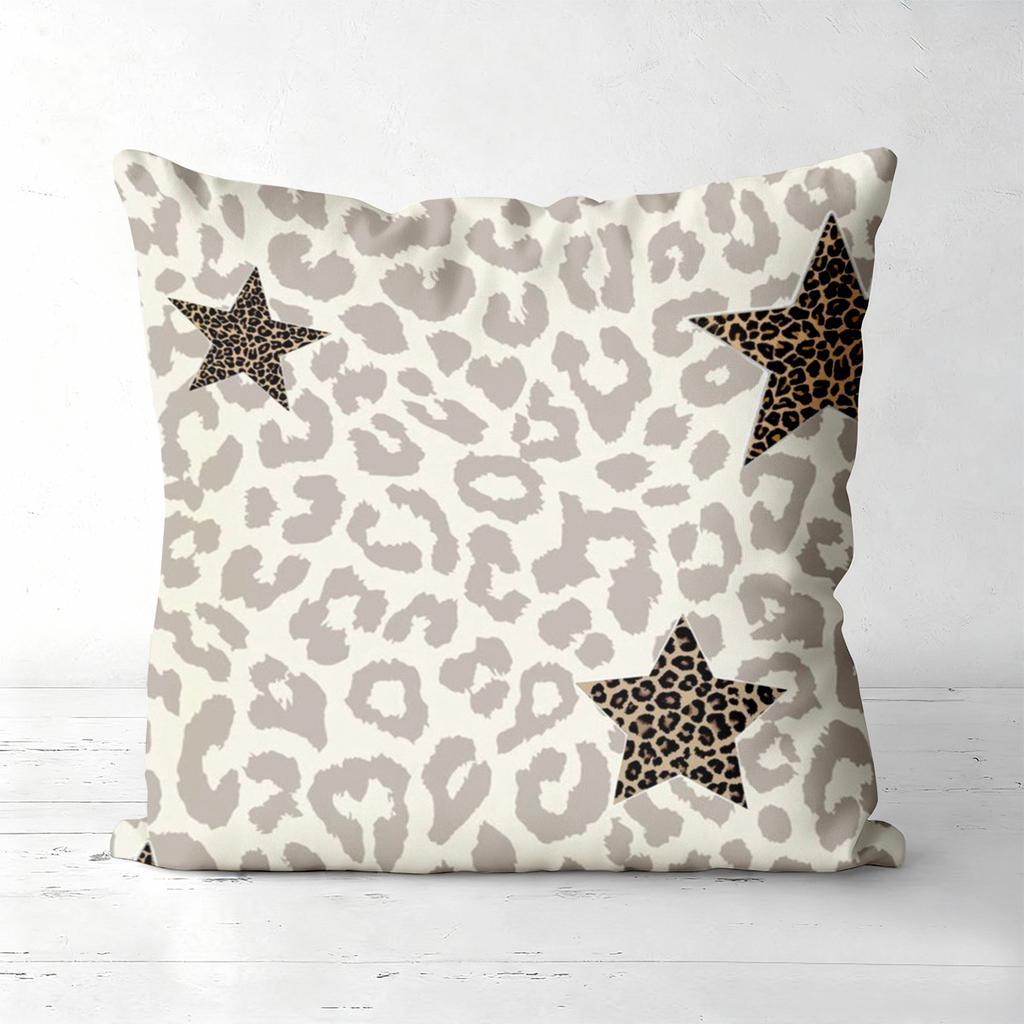 Leopard Print Star Pattern Decorative Throw Pillows Polyester pillowcase, sofa decorative cushion cov Headboard Pillow
