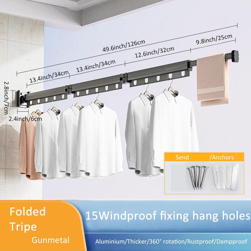 Suction Wall Mount Clothes Drying Rack Folding Space Saving Laundry Drying Rack Retractable Dry Racks Wall Mounted