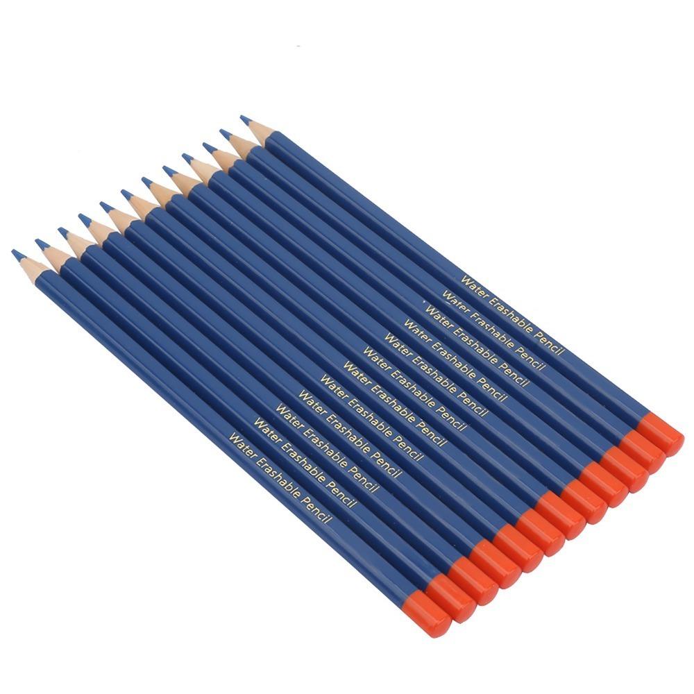 12Pcs Wooden Handle Water Soluble Pencils Blue Sewing Marking Pencils For Shoes DIY
