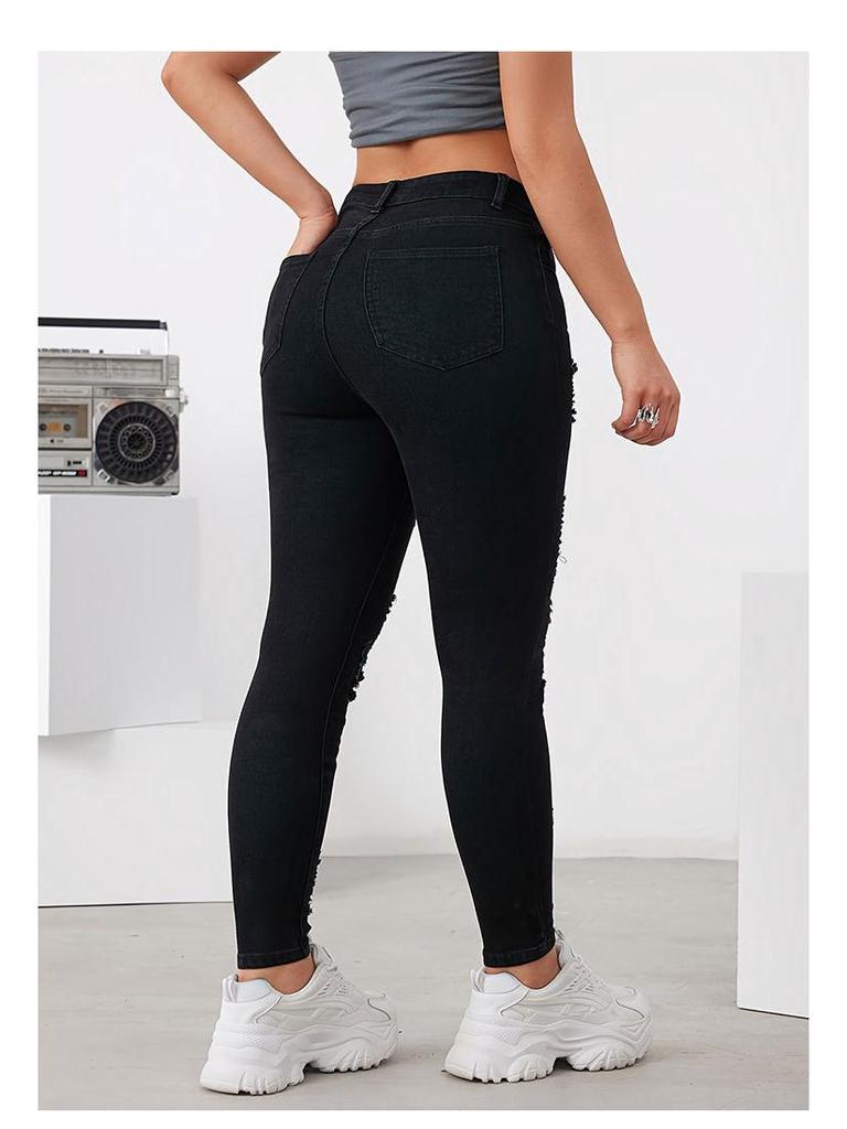 Colorful Slim Fit High-Waist Jeans for Women - Hip-Lifting Elastic Pencil Pants