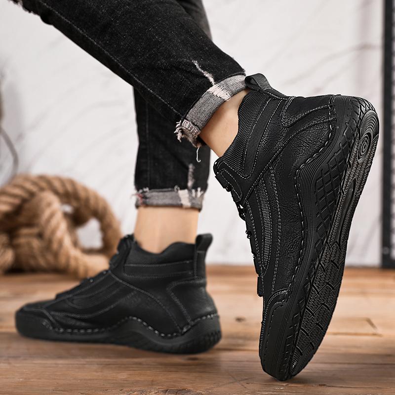 Herren Handgefertigt Muster Leder Bequeme Weiche Socke Stiefeletten Herbst Winter Herren Stiefel