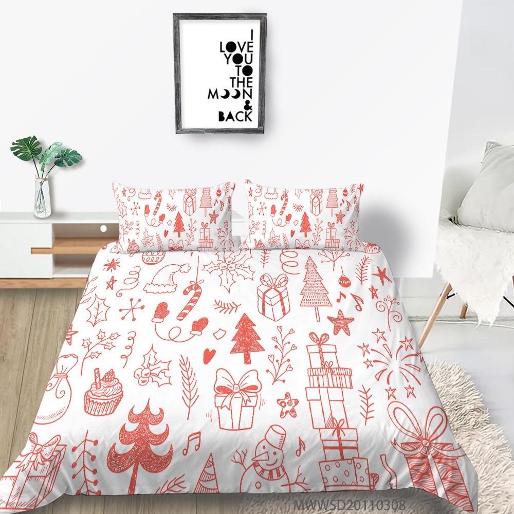 

Пододеяльник, Наволочка, Набор из двух или трех предметов, Полиэстер, 3D цифровая печать, Рождественский подарок. EU single 135*200