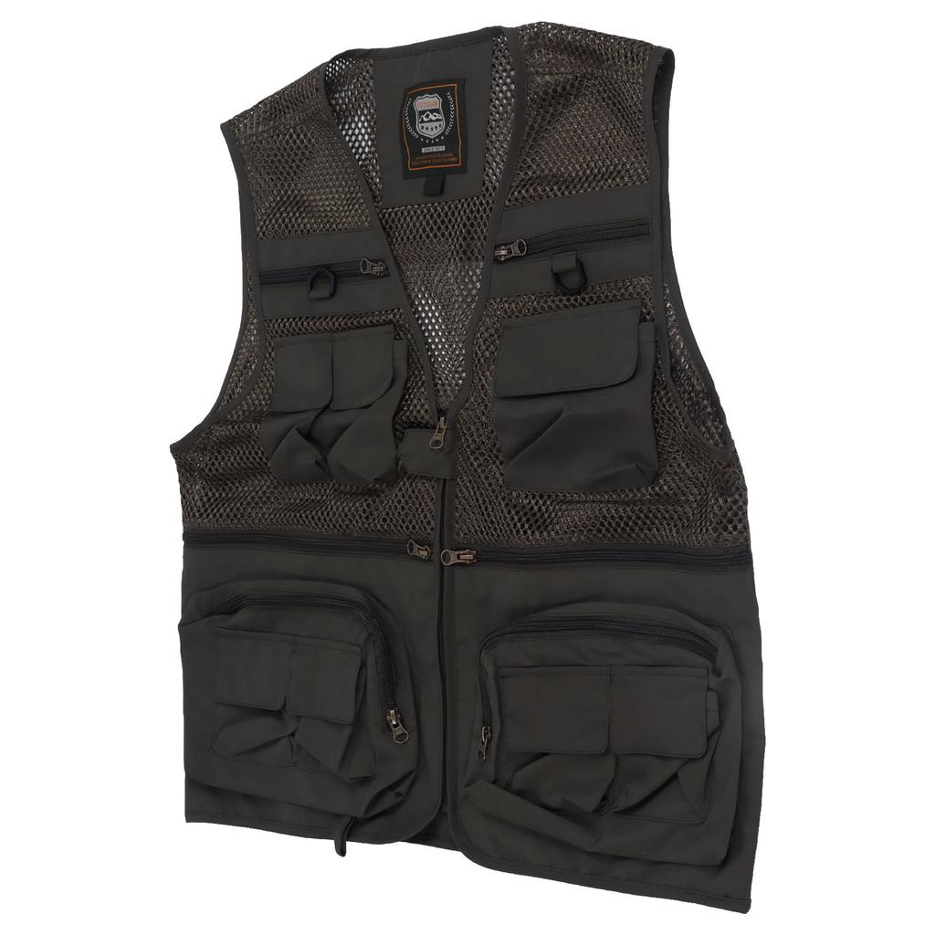 Fishing Vest Breathable Quick Drying Multi Pockets Mesh Work Waistcoat for Men Photography Cycling Hiking L
