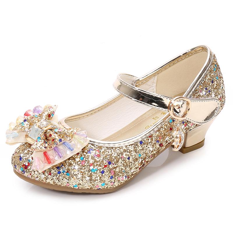 Nuove scarpe autunnali con paillettes, scarpe da principessa in pelle