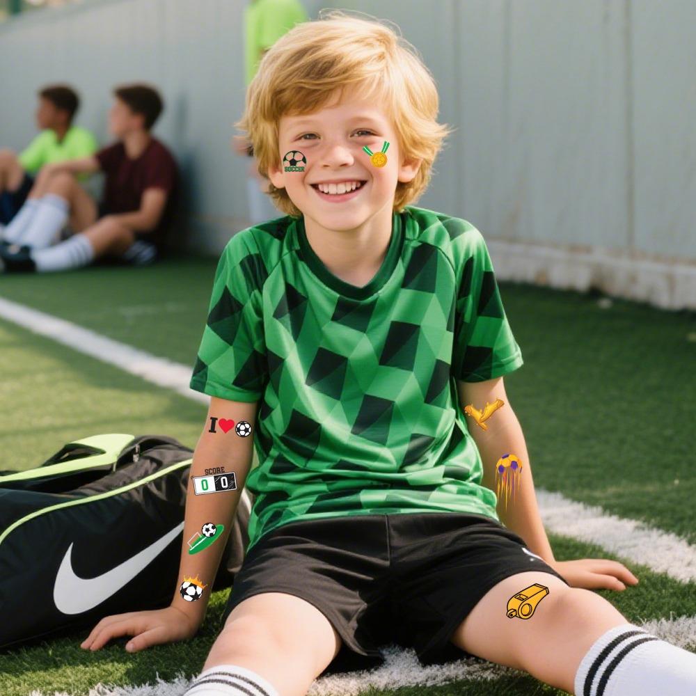Football Soccer Temporary Tattoo Stickers, Waterproof Sports Event Fan Club Body Art Fake Tattoo Decals For Kids Adults