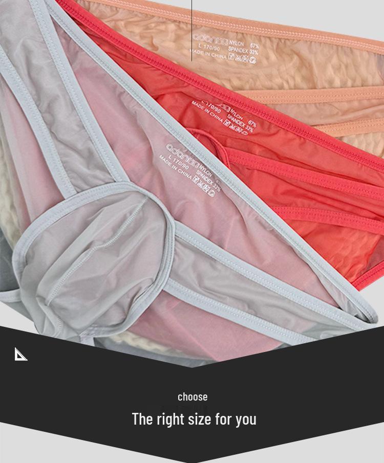 Men's Transparent Low-Rise Breathable Pouch Briefs for Sports Fitness