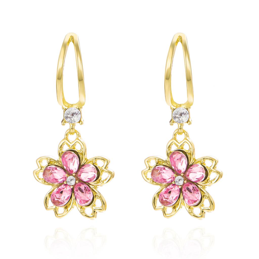 Fashion Sakura Cherry Blossoms Flower Earrings Stud Dangle for Women Wedding Party Christmas Party Jewelry Gift