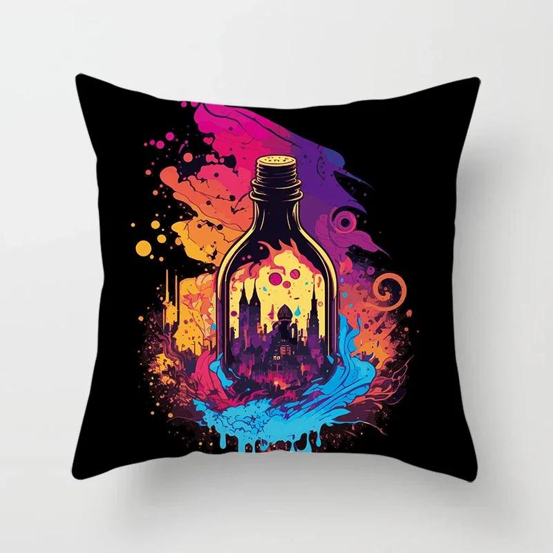 Fashion  Bottle Pillowcase Decoration Printing Square  Car Sofa Fashion Cushion Cover  Home Improvement
