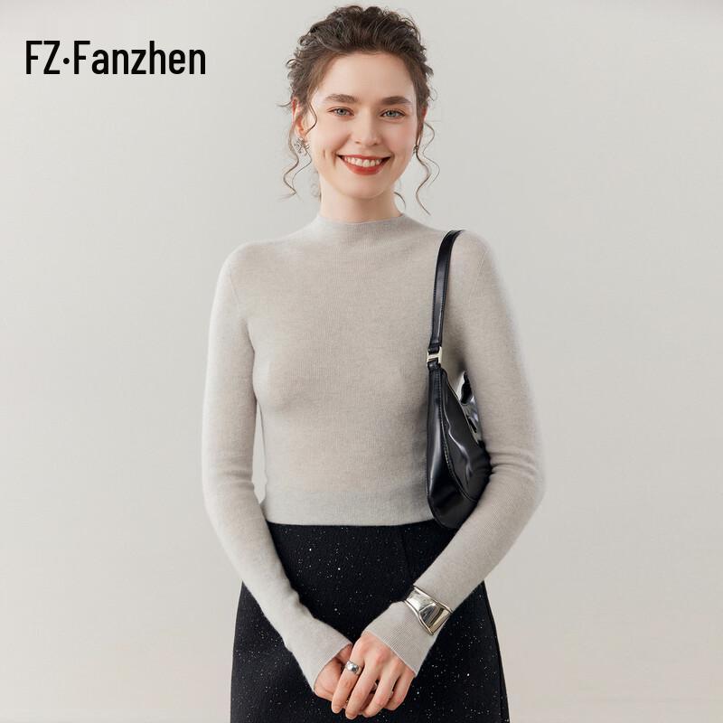 

Fanzhen Women s Cashmere Half-High Collar Slim Fit Sweater XL
