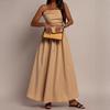 French Pleated Solid Color Suspender Dress Women's Summer New, Elegant Waist Swing Dress Showing Thin and Long