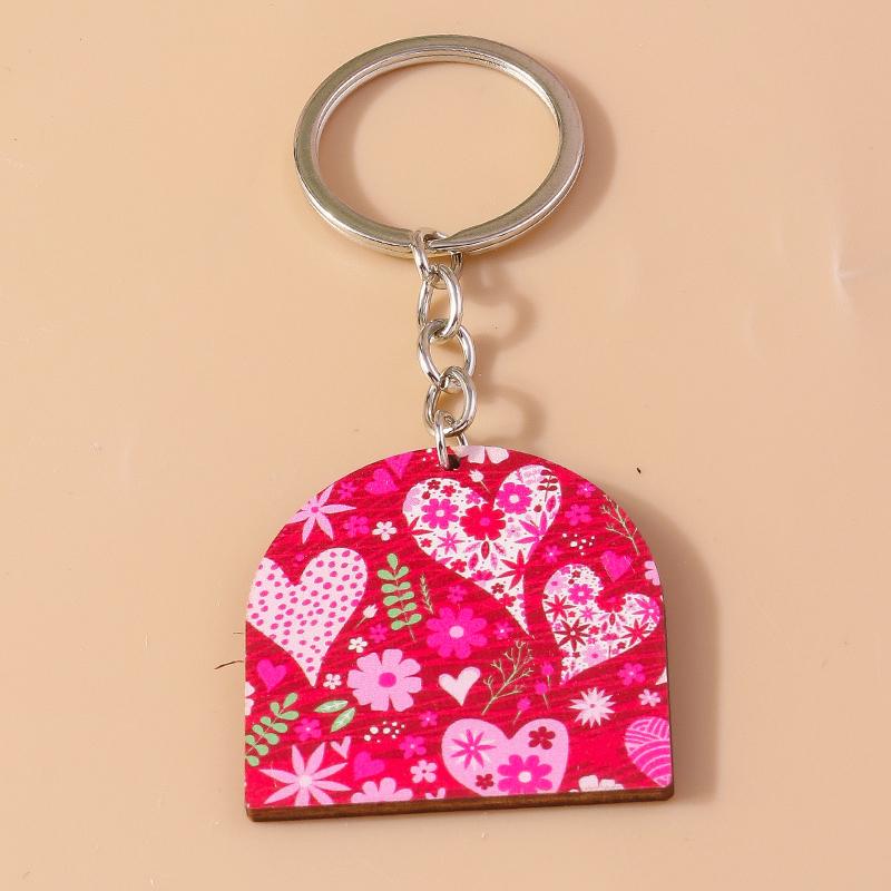 Romantic Wood Keychain Charms Love Heart Lip Keyrings Pendants for Women Girls Handbag Decor DIY Valentine's Day Key Chain Gifts