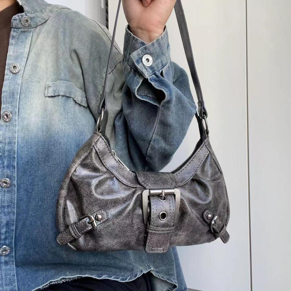 Vente Chaude Printemps 2026 Style Maillard Style Rétro Petit Sac Fille Pimentée Y2K Style Désert Sac Bandoulière Vintage en Cuir Sac d'Aisselle