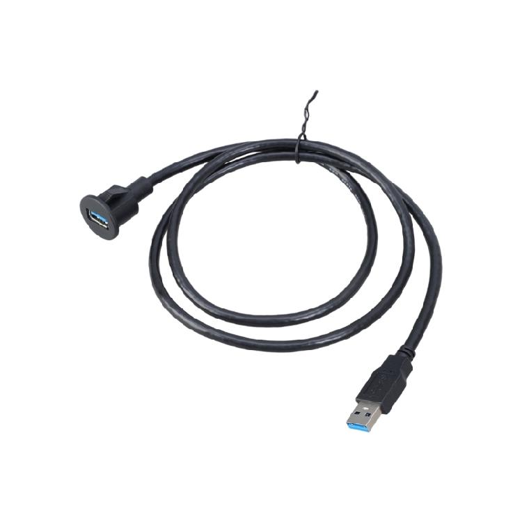 104cm USB3.0 Male Female Data Cable Plastic Texture for Vehicle Dashboard Panel Mount with Fast Speed Connectivity