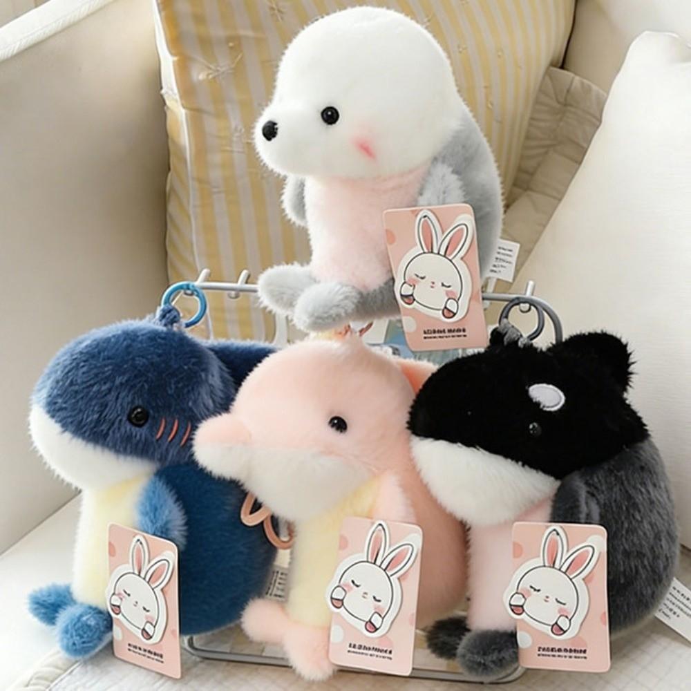 Marine Animal Plush Keychain Orca Seal Key Chain Birthday Gift Dolphin Bag Pendant  Boys