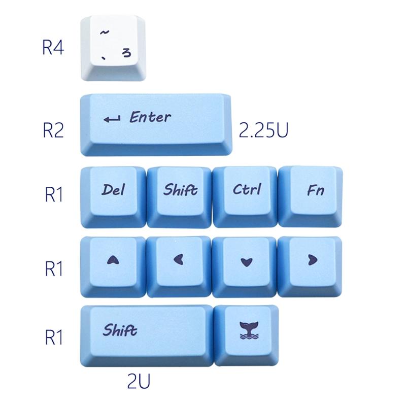 Gaming Custom Keycaps Dye Sublimation PBT Keycap Set for GH60 GK61 GK64 Mechanical Keyboard 73 Keys Durable