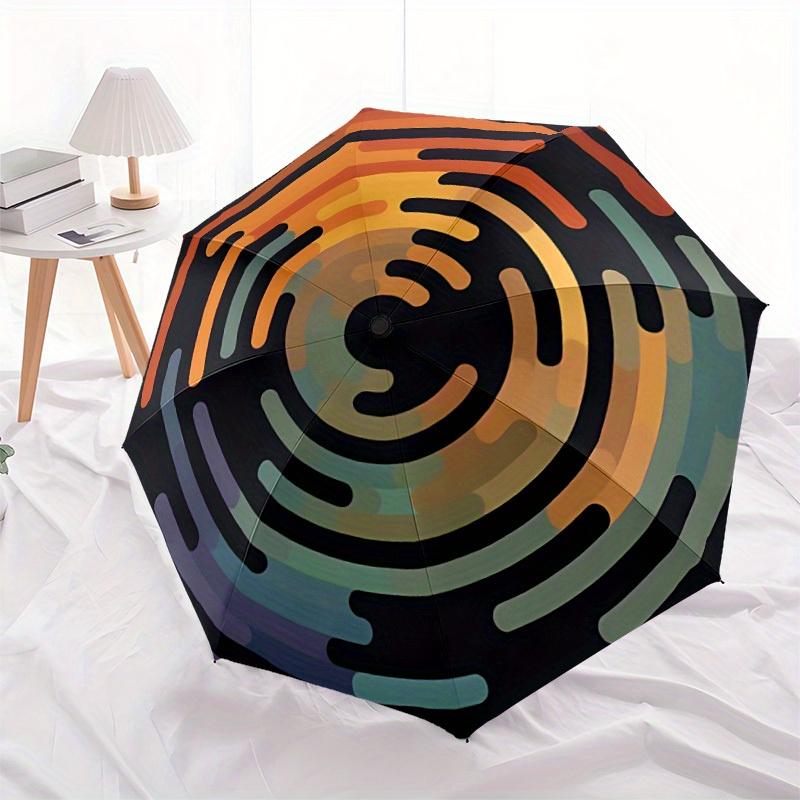 1pc Spiral Pattern Automatic Open 8-Rib Windproof Umbrella, Travel & Commuting, Suitable for All Seasons