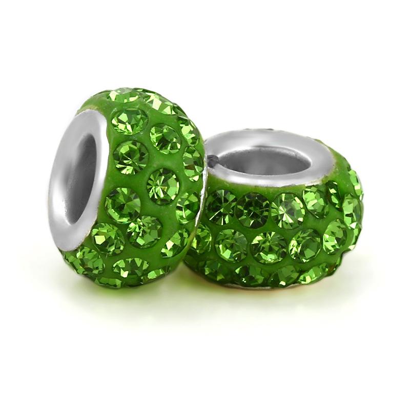 Silver Plated Macroporous Resin Glass Beads for Charms Bracelet Necklace Keychain Women Girls Jewelry Gifts