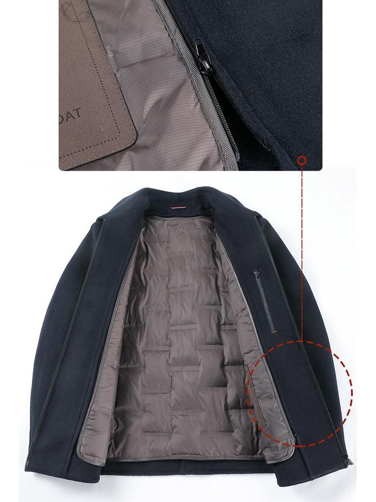 Brand Men's 2025 Autumn/Winter Wool Coat - Lapel, Detachable Down Lining, Double-Faced Wool Overcoat.