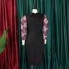 Large Size Women Spring Autumn Fashion Medium Sleeves Dress Ladies Elegant One Piece Patchwork Sheath Dress
