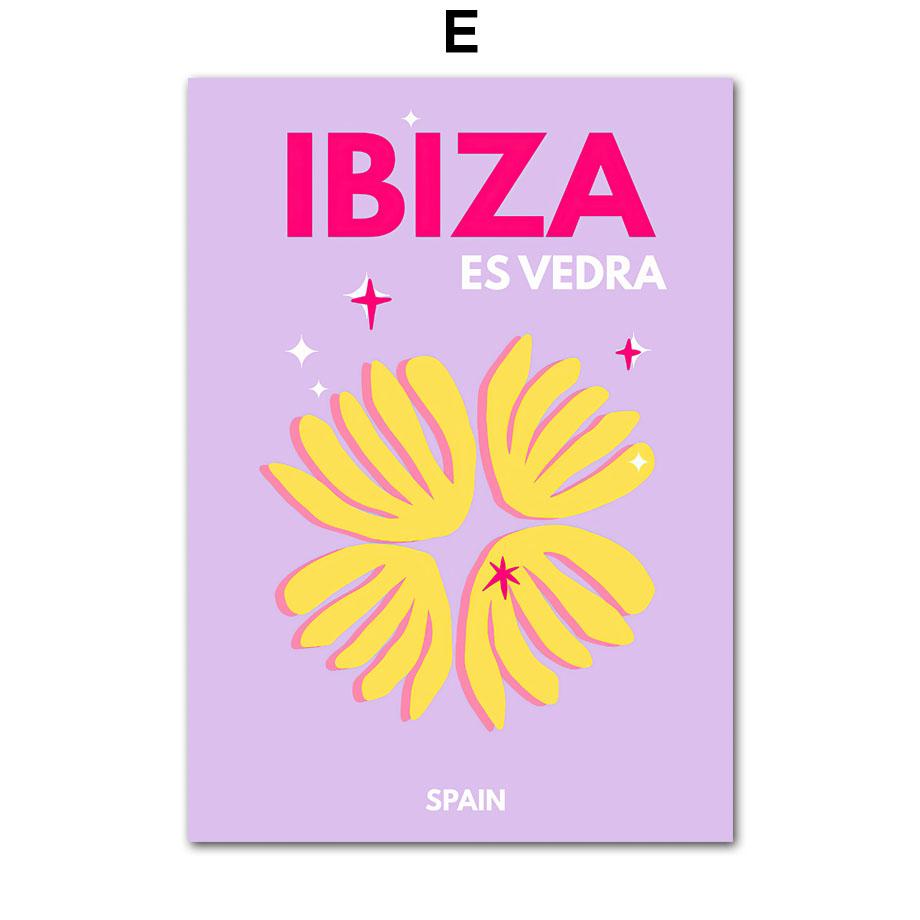 Preppy Color Travel Posters Miami Bondi Palms Ibiza Mykonos Capry Art Print Minimalist Nordic Canvas Painting Living Room Decor