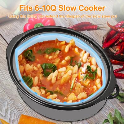 2 Stück Silikon Slow Cooker Einsätze Passend für 6-10 QT Topf Runde Ovale Slow Cooker Einsätze Auslaufsicher Küchen Kochutensilien 2 Farben