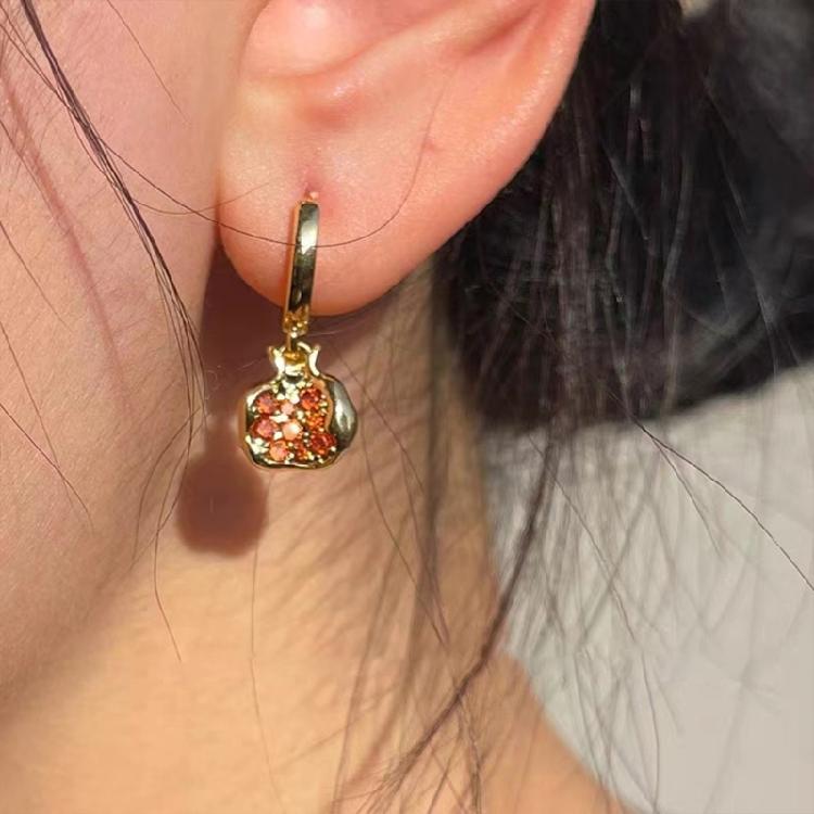 Pomegranate Pendant Earrings/Necklace Elegant Zircons Fruit Jewelry for Women