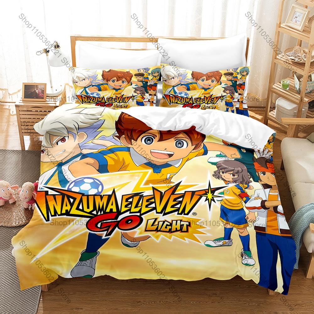 Inazuma Eleven GO Beddengoed Set Dekbedovertrek + 2 Kussenslopen Sport Voetbal Anime Raimon Teamgeest Beest Slaapkamer Decoratie