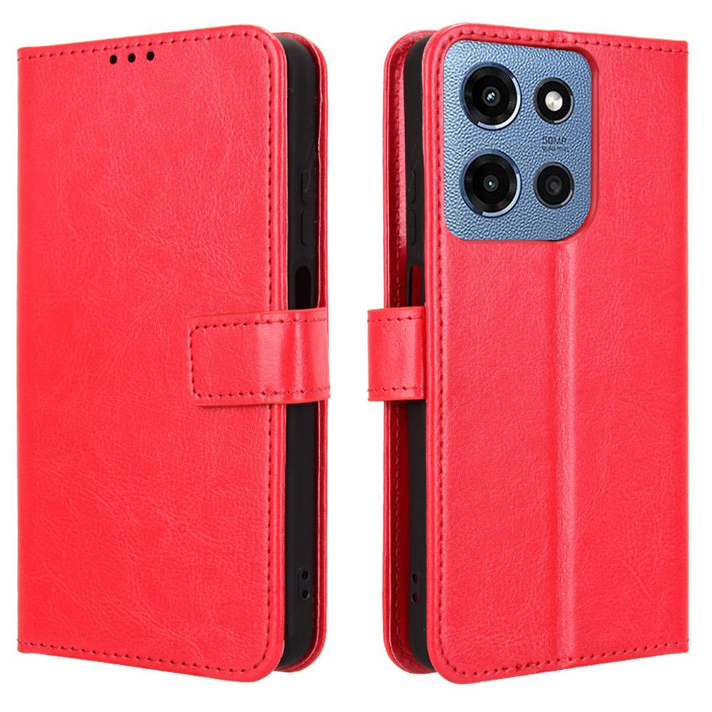

Для Motorola Moto G Play (2025) 4G/G Потужність (2025) Чохол для телефона Crazy Horse Texture PU Leather Red
