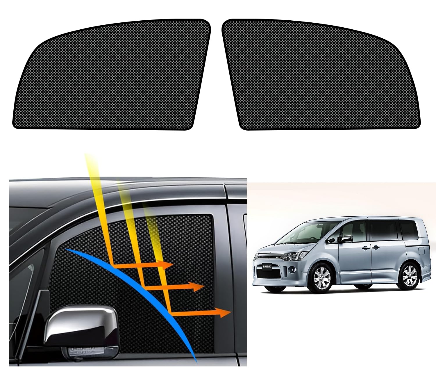 

BLUESEATEC Mitsubishi Delica CV Series Mesh Magnetic Side DELICA UV Easy Passenger Storage Bag 2 Pieces D5 Curtain, Type, Sunshade, Cover, чёрный