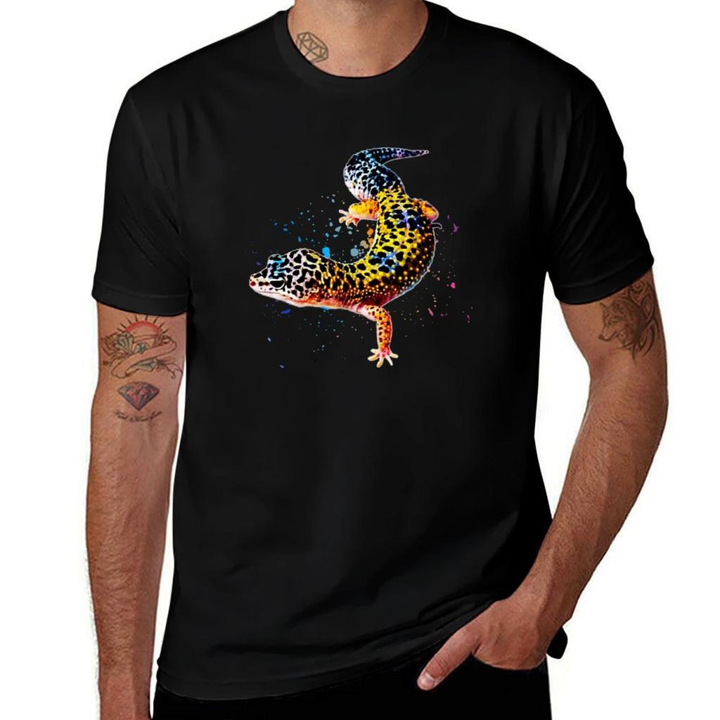 Leopardgecko Reptilienhalter Eidechse Aquarell T-Shirt Basic Leichtes Kurzarm-T-Shirt