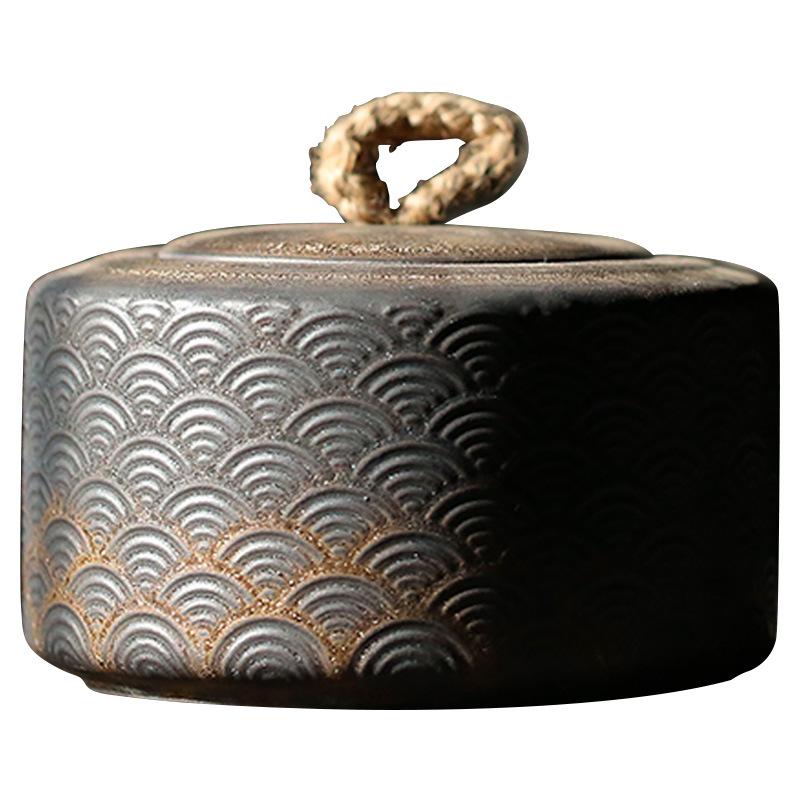 Vintage Gilt Ceramic Storage Jar Moisture-proof Sealed Jar Household Coffee Bean Tea Storage Box Container Desktop Ornament Home