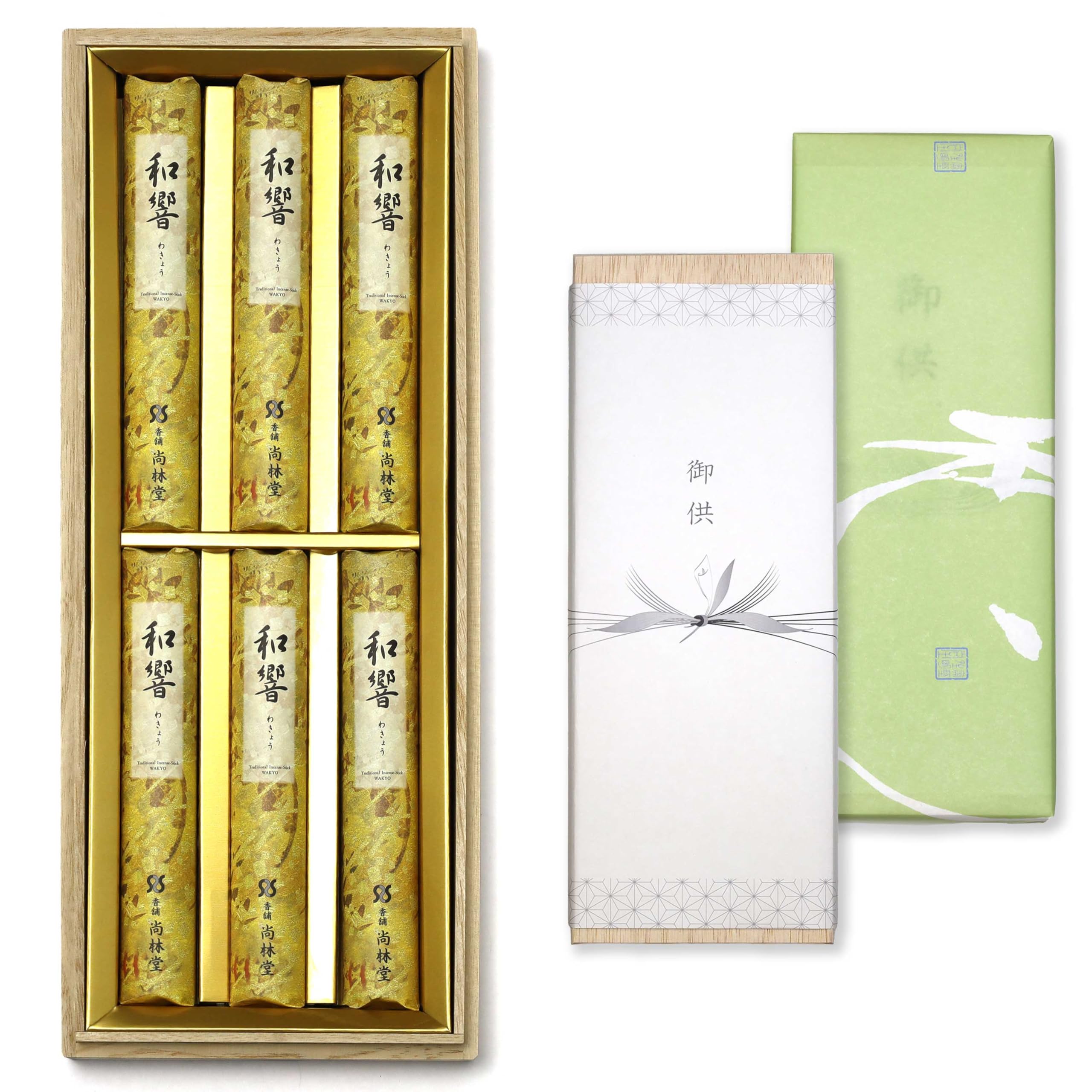 

Sympathy Incense Gift Set in Paulownia Wood Box [Wakyo, 2 Types, Sandalwood, with Inner Wrapping] Made in Japan, Low Smoke, Perfect for Gifts,