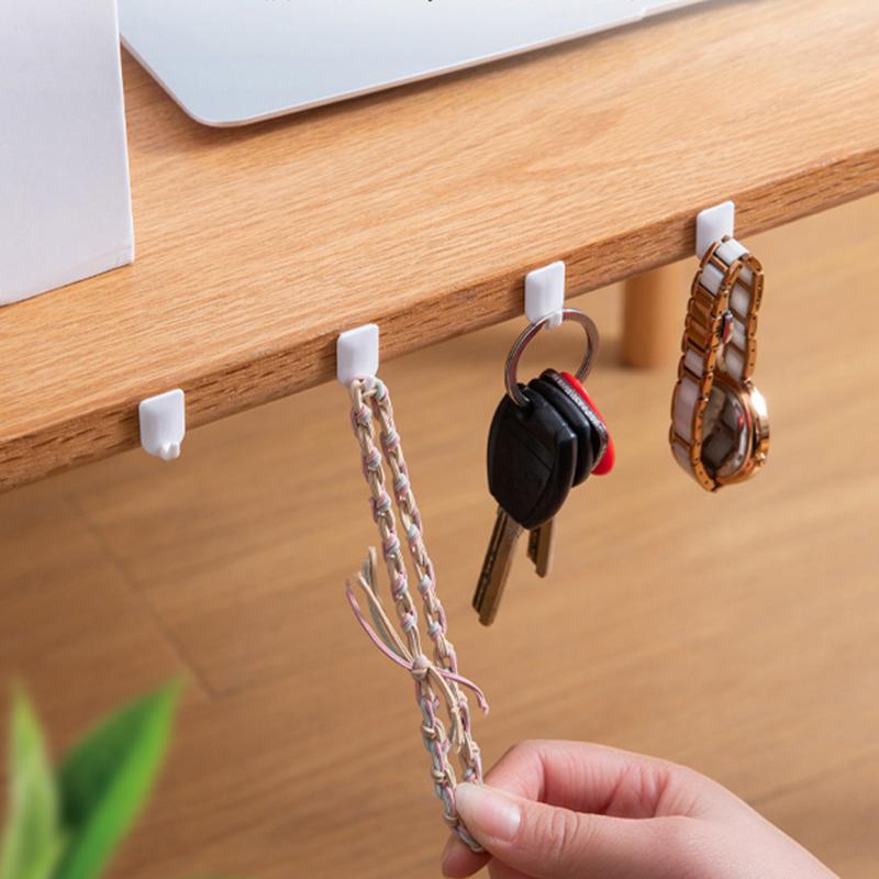 10 Pièces Mini Petits Crochets Multi-usages Adhésif Fort Accrocher Clés Collier Décorations Petits Crochets Produits Ménagers