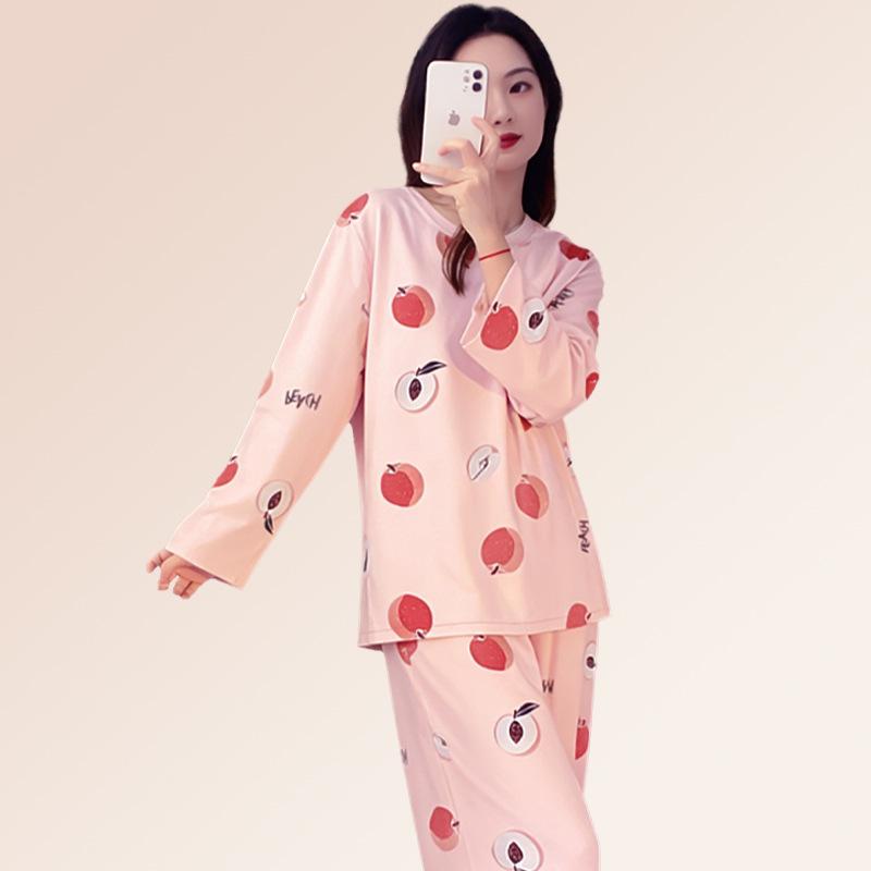 Spring & Autumn Women's Long-Sleeve Pajama Set - Cute Cartoon Design, Plus Size, Cozy Winter Loungewear