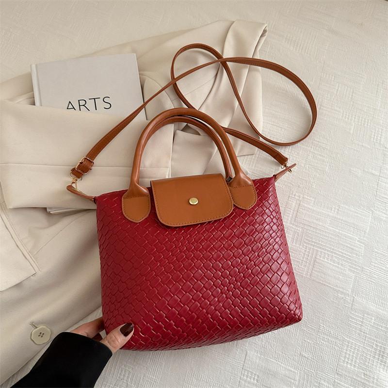 

Pu Small Tote Bag With Contrast Stitching For Daily Casual Urban Style