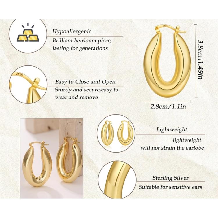 Vintage Earrings Exaggerated Earrings Hollow Oval Earrings Dangle Earrings Wide Ear Jewelry Present for Women and Girls