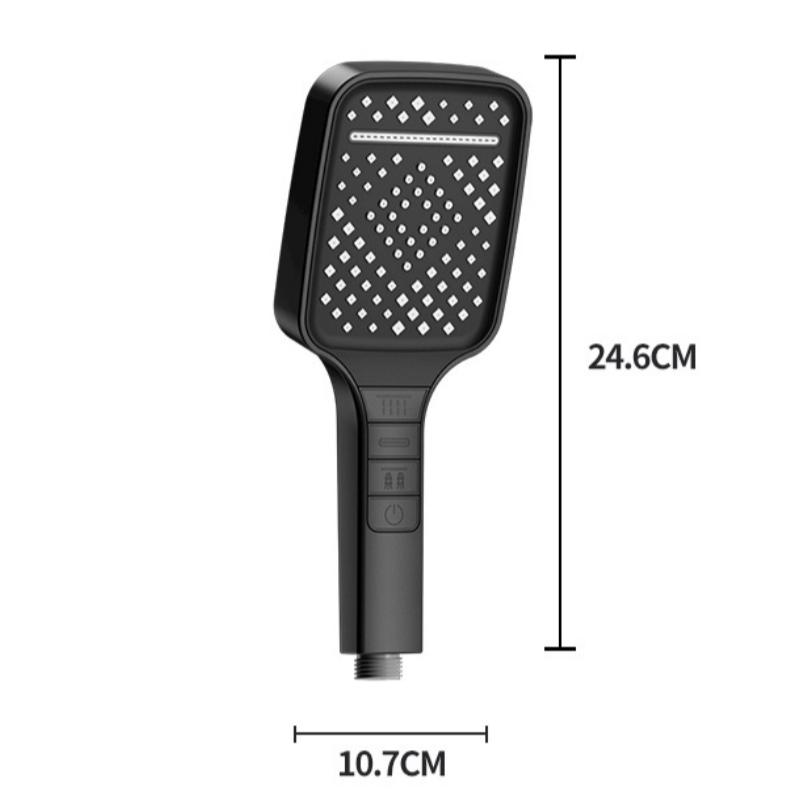 Cap de duș mare cu 7 moduri, reglabil cu o singură cheie, baie de înaltă presiune, cu economie de apă, duze pentru baterie de duș, accesorii pentru baie