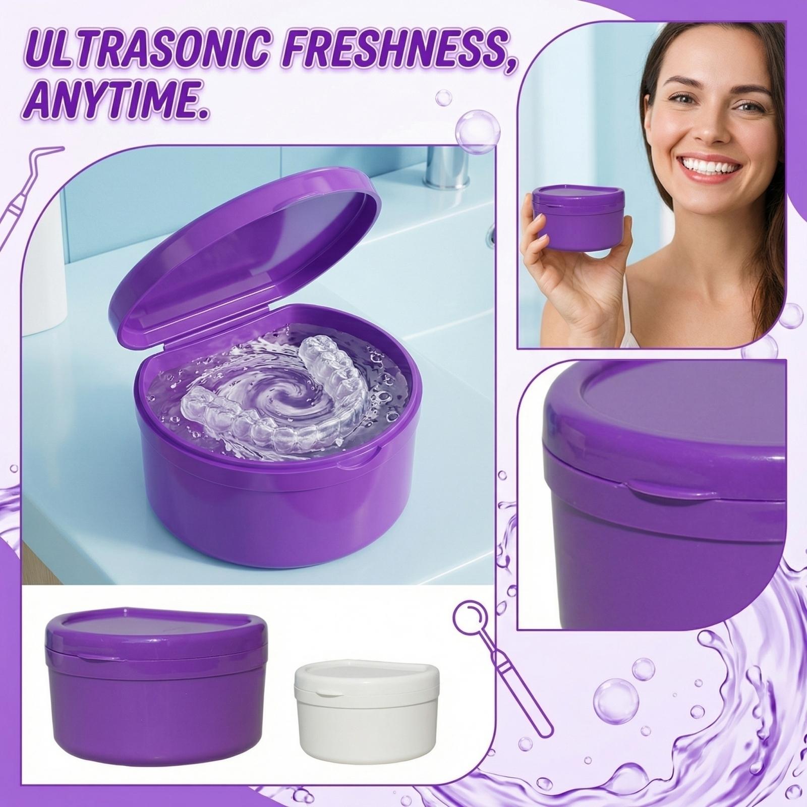 

Portable Braces Cleaning Box Denture Cleaner Portable Teeth Box one size фиолетовый