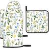 Cute Black Mushroom Fairy Tale Oven Mitts and Pot Holders Sets of 3, Heat Resistant Black Hot Pads Witchy Oven Gloves for Cooking Grilling Baking