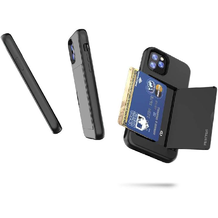 for iPhone 11 Pro Case with Card Holder,Credit Card Slot Protective Wallet Case - Black