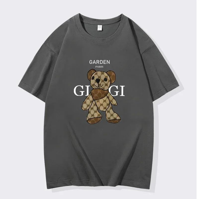 Sommer Neues Herren T-Shirt Buchstaben Bär Druck Freizeit Kurzarm Fitnessstudio Übung Outdoor Laufen Sport Damen Kurzarm