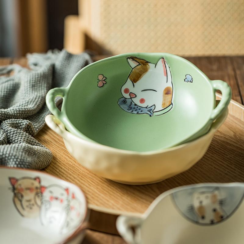 

Японский стиль Подглазурная бытовая паста салат суп миска бинауральный каменный горшок миска креативная керамика