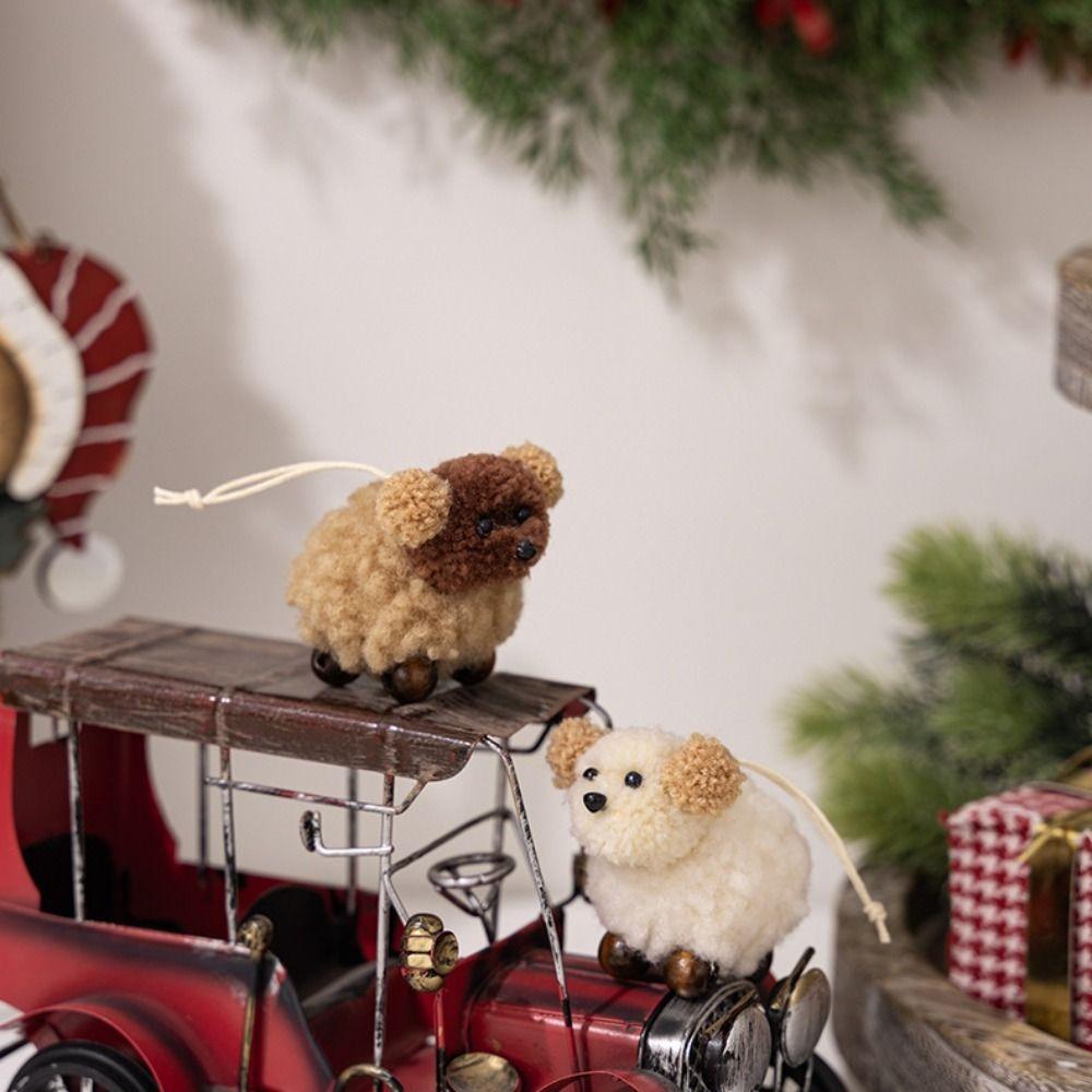 2pcs Cute Plush Puppy Pendant White Christmas Tree Decoration  Home Xmas Decoration