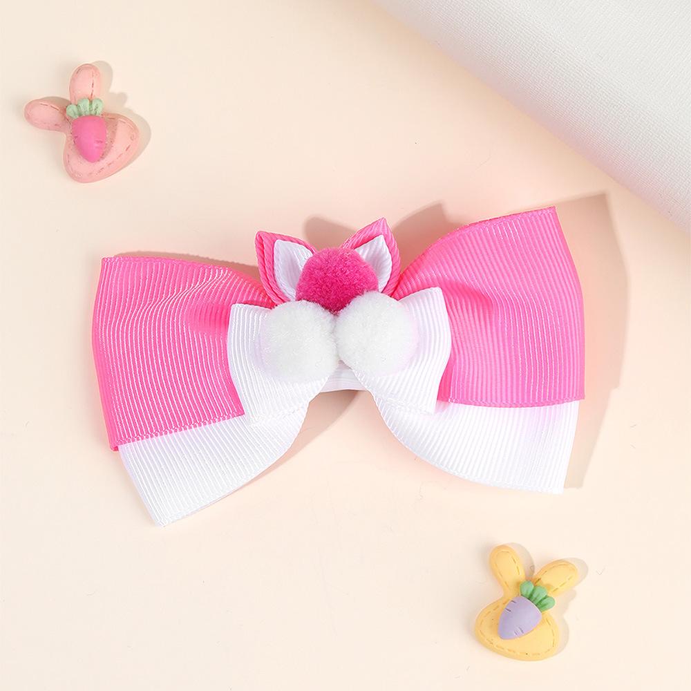 2Pcs New Cute Children's Candy Hairpin, Ribbed Hairpin, Rabbit Ear Hair Accessories Bow Headdress Clip Gift