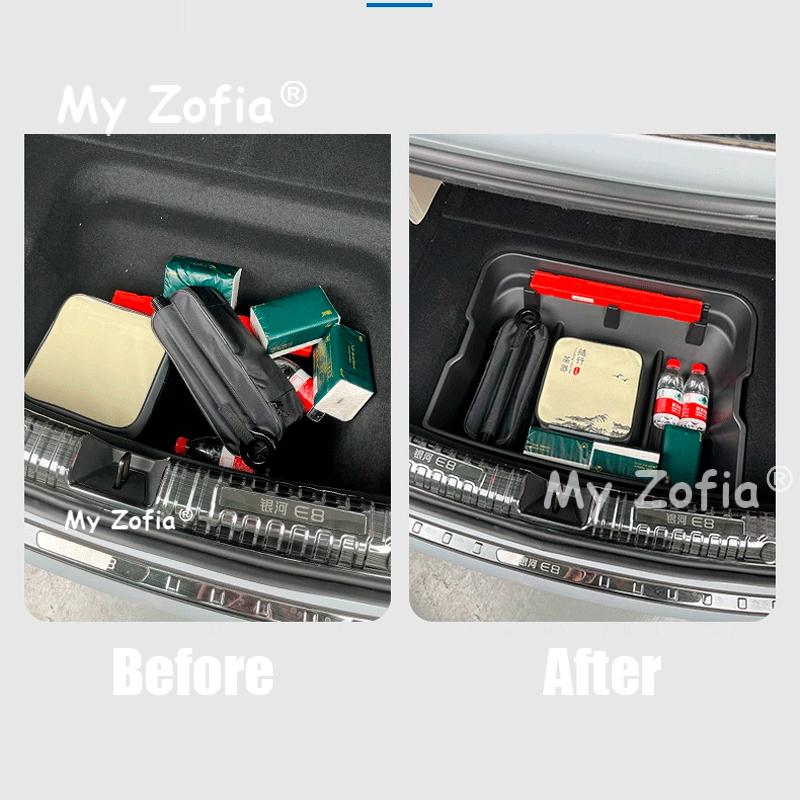 Car Trunk Spare Tire ABS Storage Box For Geely Galaxy E8 2025 2026 Car Dustproof Interior Rear Trunk Organizer Tray Accessories