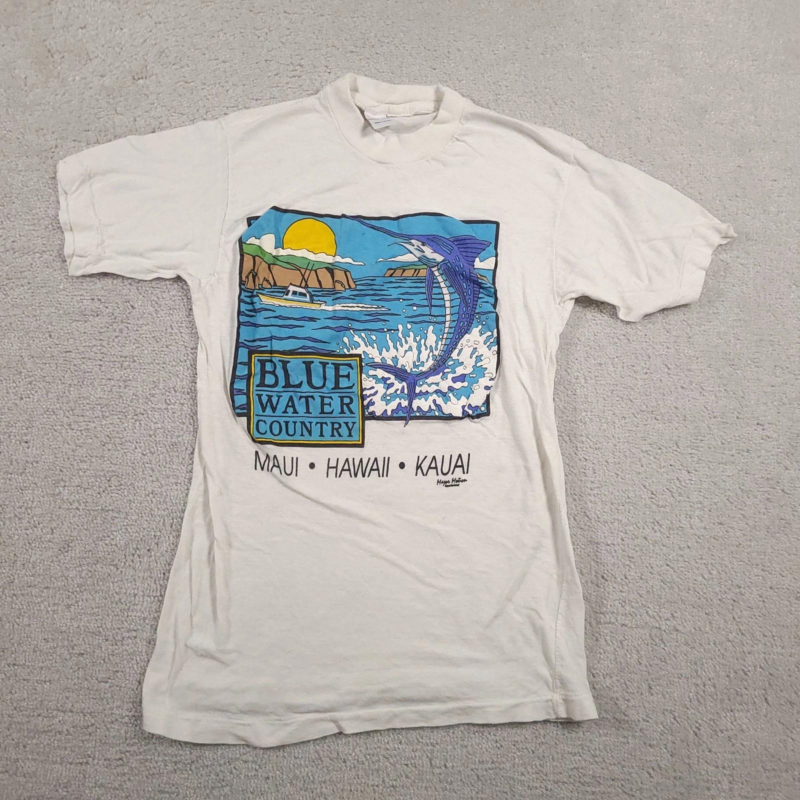 

Vintage Blue Water Country Shirt Mens Small Hawaii Marlin Maui Kauai 90s Tee 160