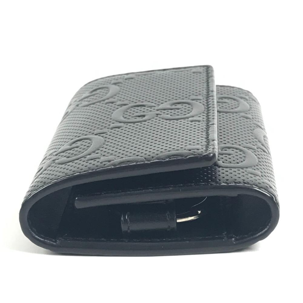 Gucci 625565 GG Embossed Logo 6P Keys with Key Ring  Key Case Leather Black