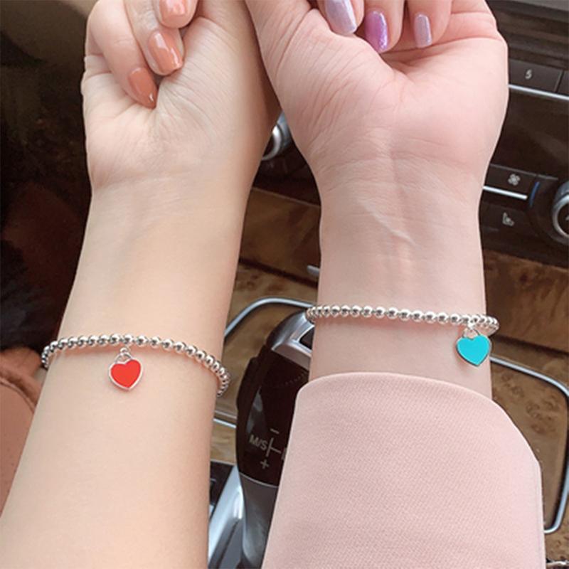 Double Color Heart Pendant Necklace For Women Girls Elegant  Heart Shaped Pendant Bracelet Jewelry Accessories Gifts