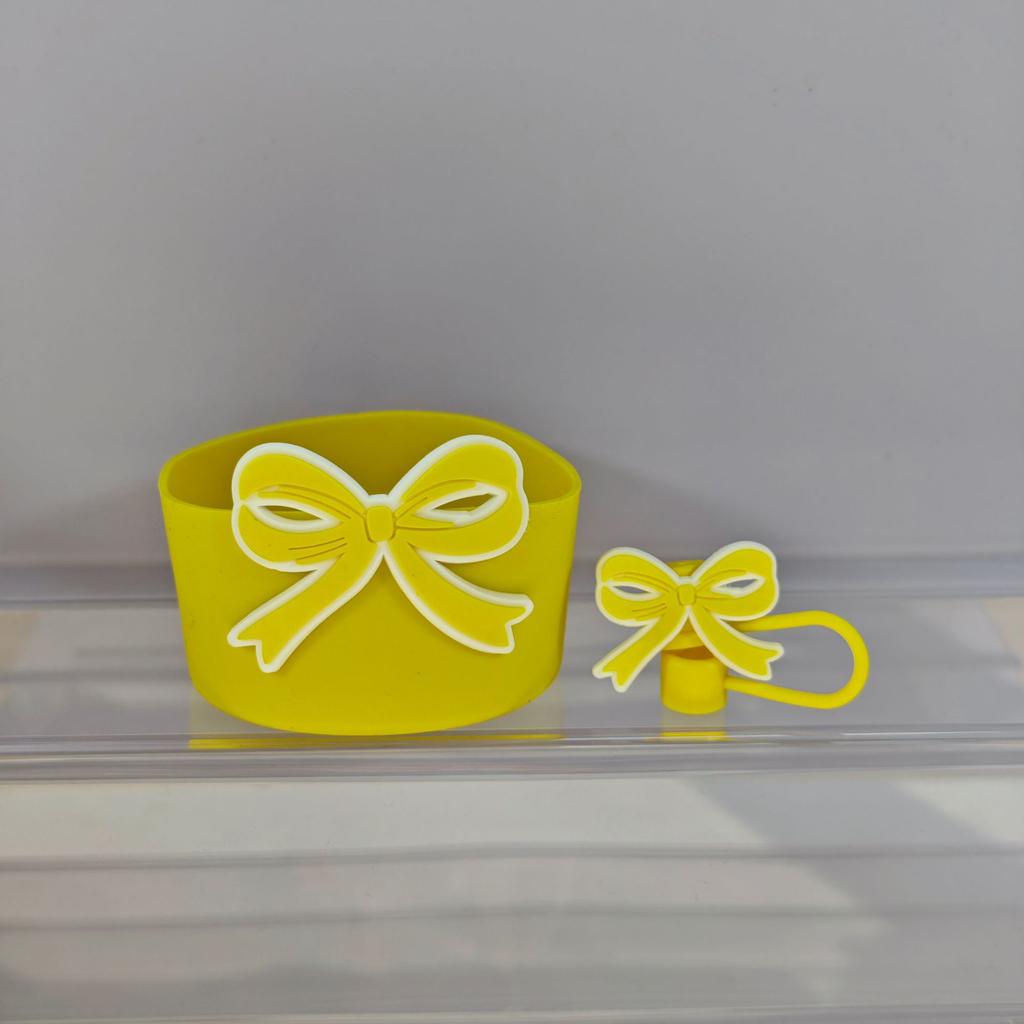 Cute Bow Silicone Boot Bottom Sleeve Cover for Stanley 30/40 OZ Tumbler Cup Protection Case Straw Covers Cap For Stanley Cup