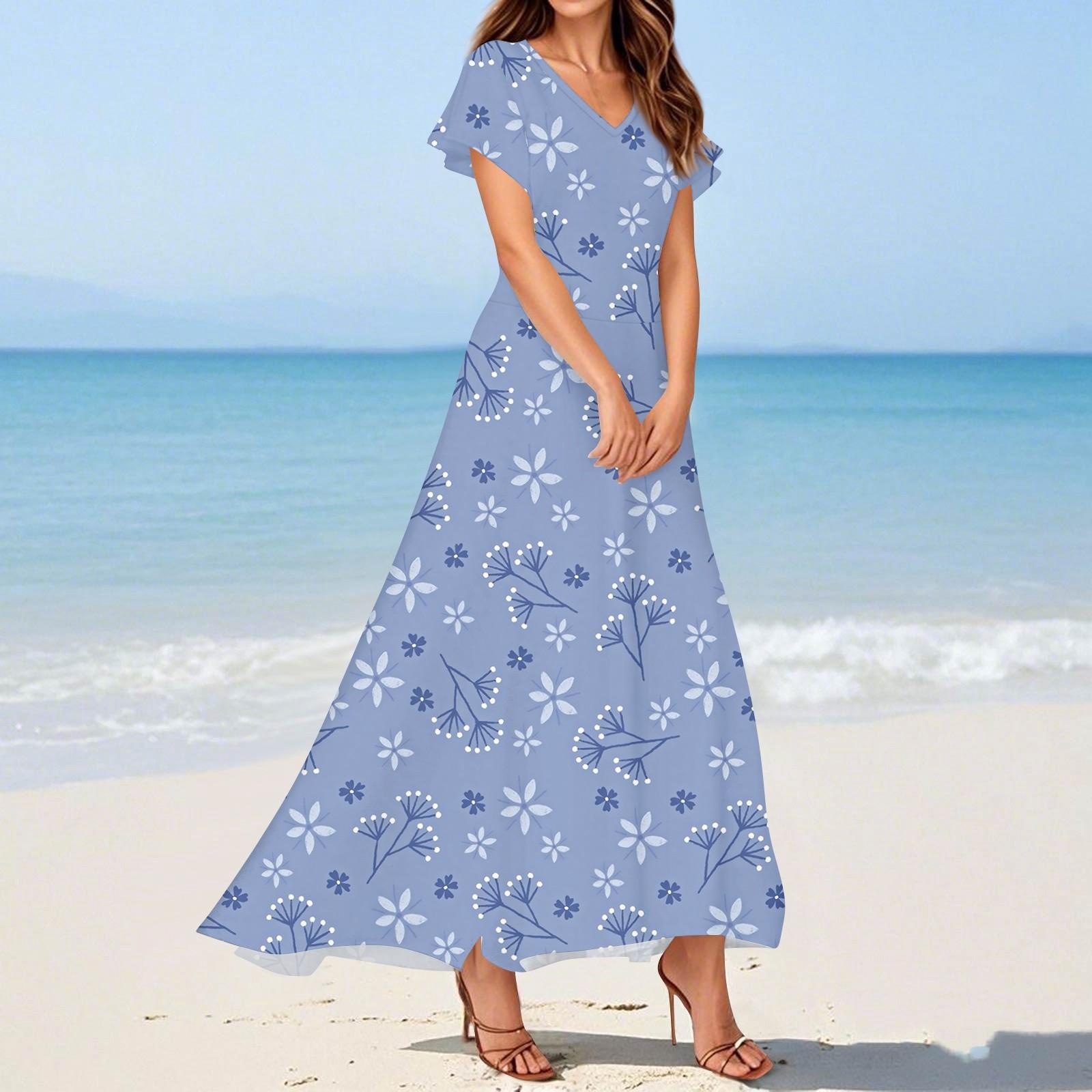 

Женские летние повседневные модные платья с принтом, платья с V-образным вырезом и коротким рукавом XXL